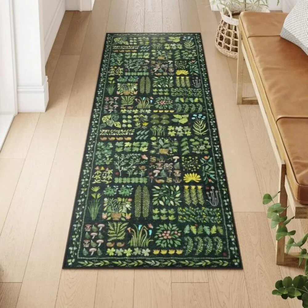 New 2x6 Washable Runner Rug, Non-Slip Low-Pile Floral Carpet for Hallway & Entry